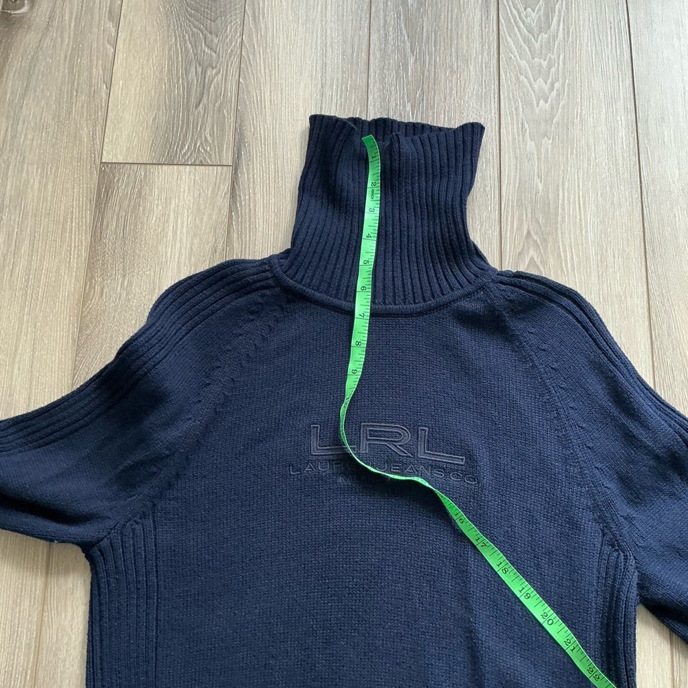 LRL Ralph Lauren Navy Turtleneck Sweater /Y2K cotton Knit - Picture 9 of 13